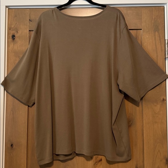 NWT J. Jill Perfect Pima v-neck elbow sleeve tee Shirt Top Womens 4X Shitake - Picture 2 of 8